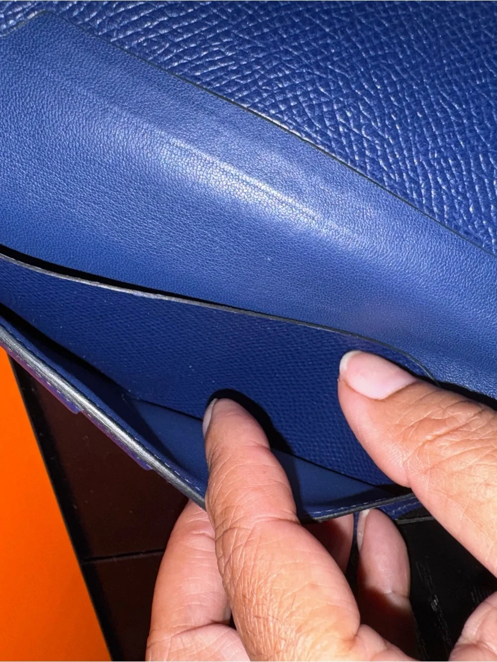 Hermes Indigo Blue Leather Wallet with Box, COA